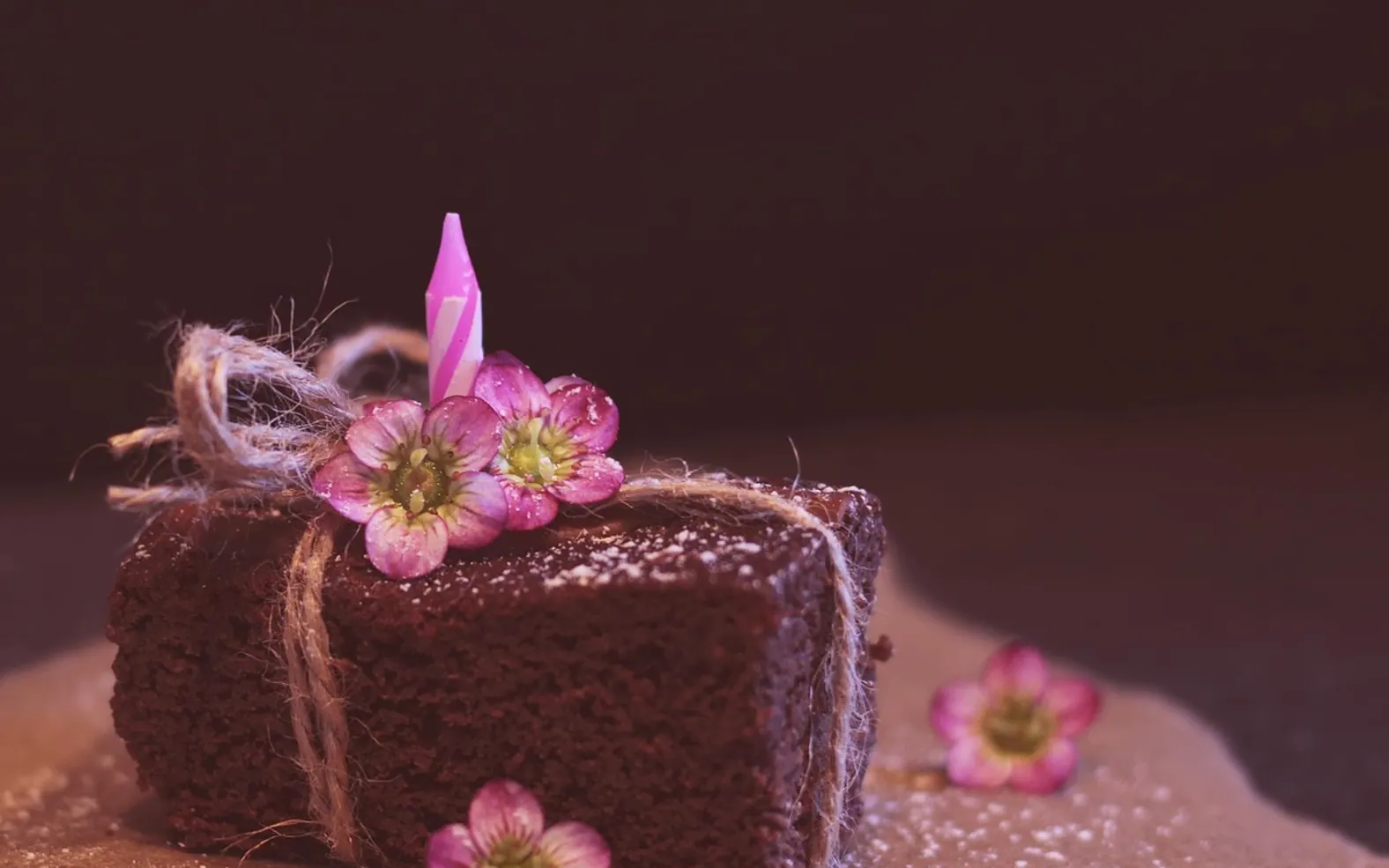 Brownie, cakes and greeting card
